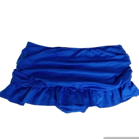 10 Apt. 9 Royal Cobalt Blue Ruched Ruffle Hem Swim Skirt Bottoms Swimsuit Bikini - Picture 7 of 7